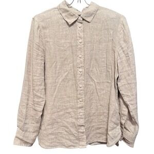 Baird McNutt Irish Linen J Crew‎ Wren Slim Fit Long Sleeve Shirt 6P Petite